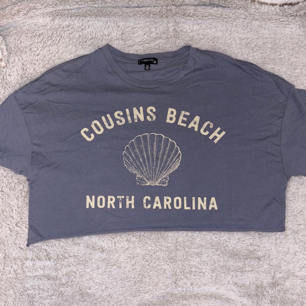 Cousins Beach Graphic Crop Top - Dusty Blue